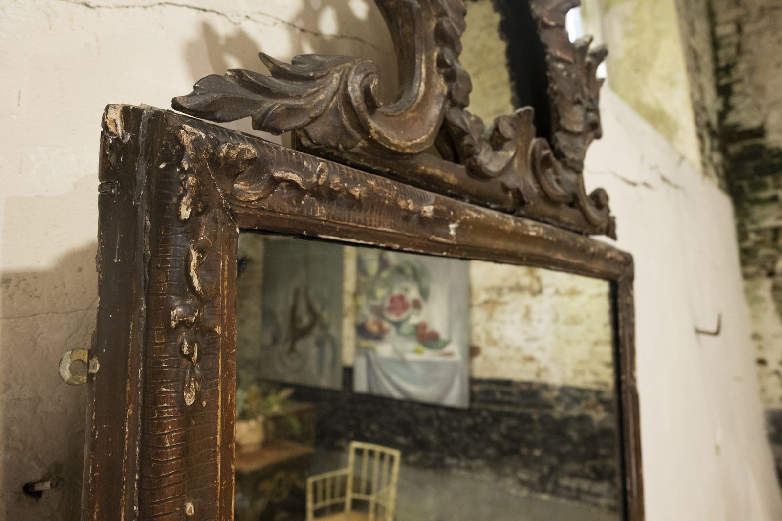 Large 18th Century Italian Painted Rococo Overmantel Wall Mirror photo vinterior