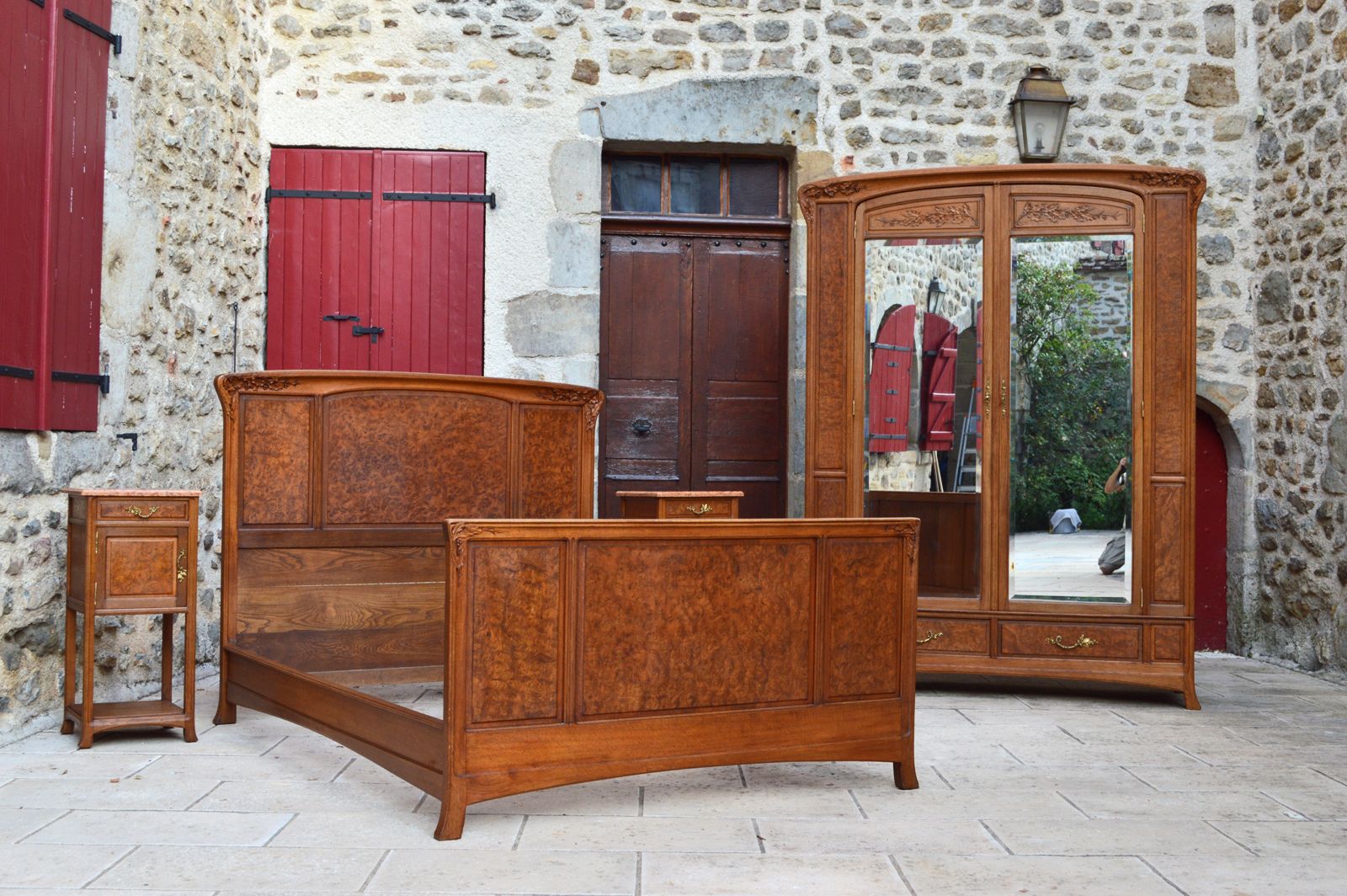 Art Nouveau Carved Bedroom Set, Attributed To Louis Majorelle