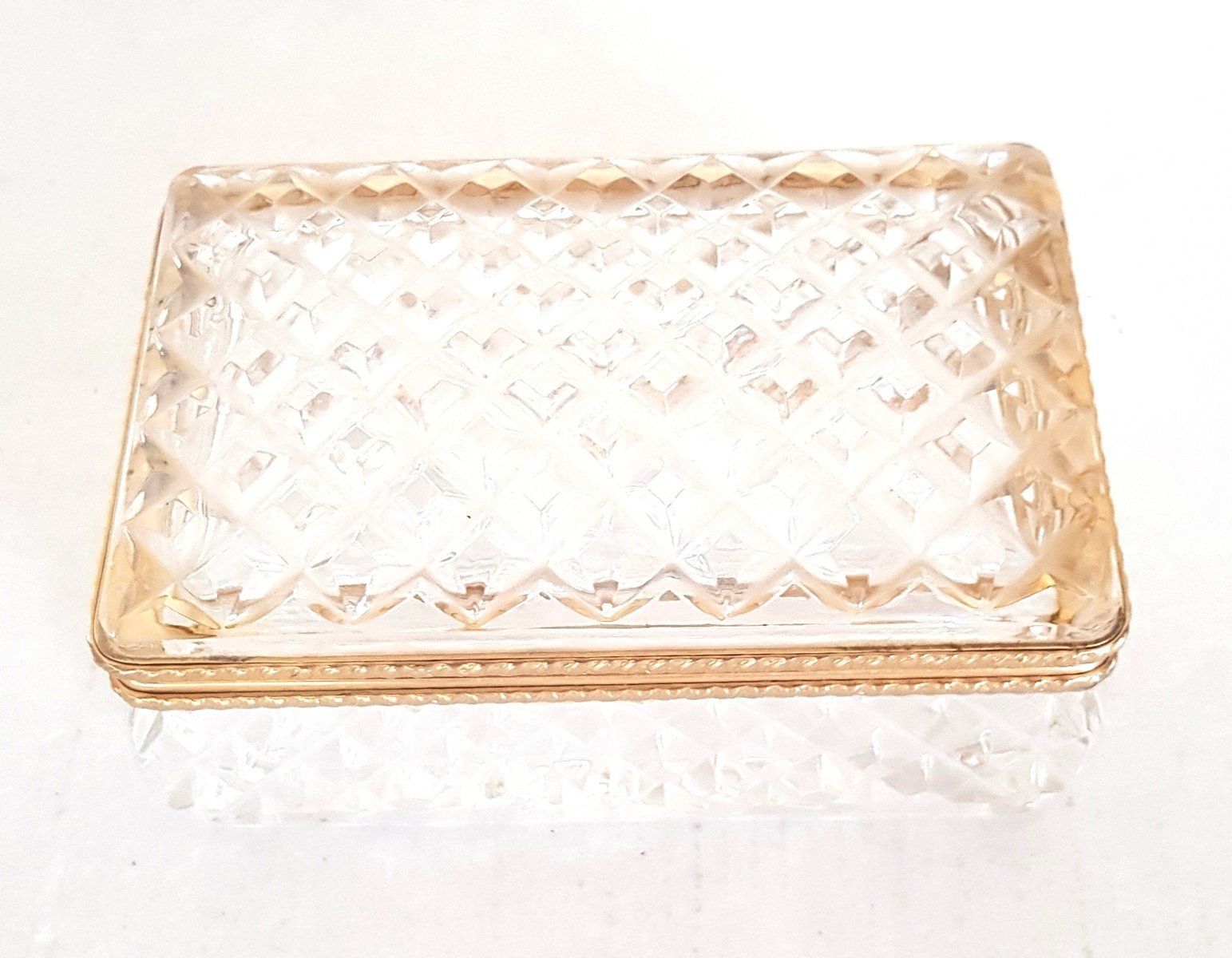 Gilded Honeycomb Glass Lidded Box, 1920s photo furniture