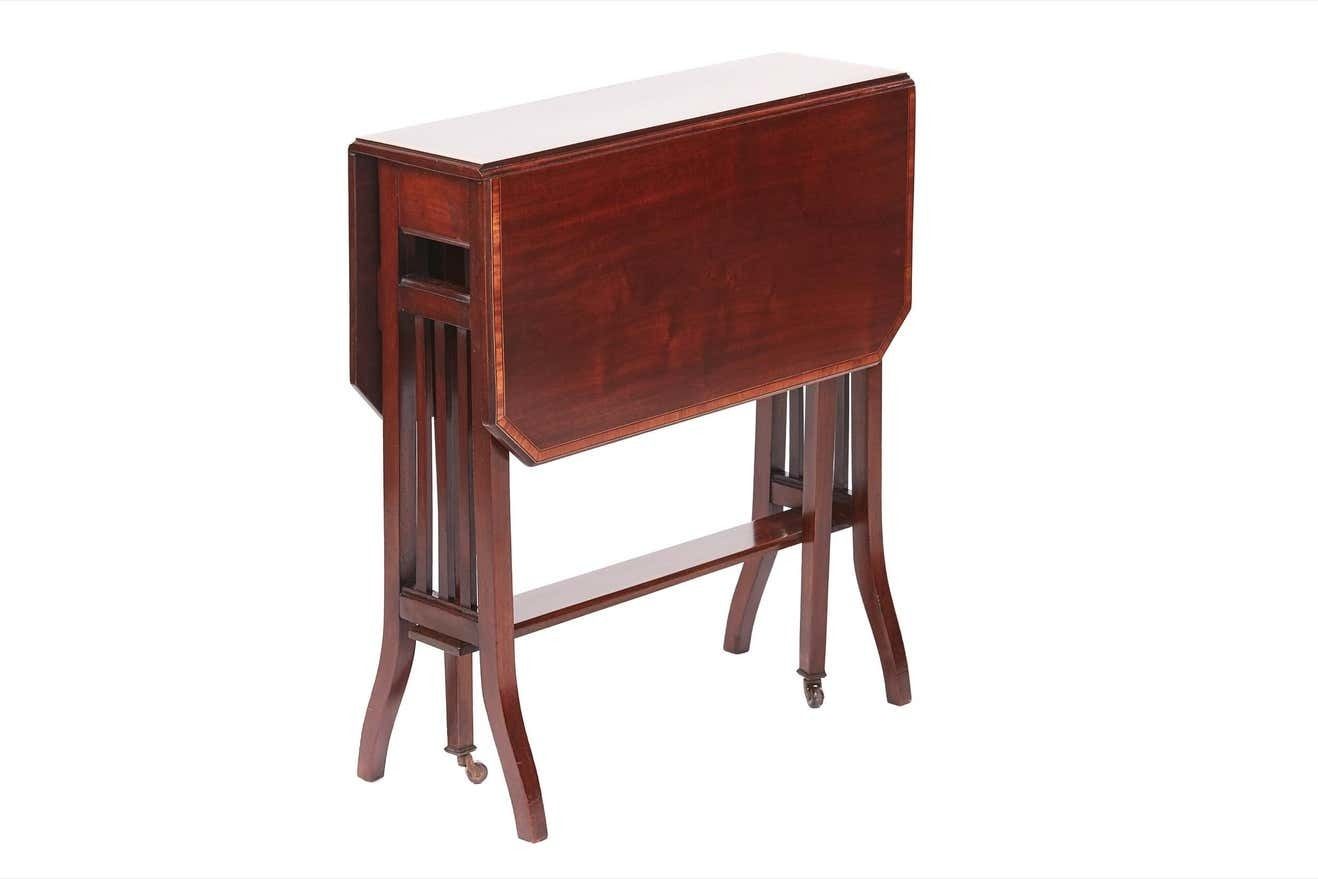 Antique Edwardian Mahogany Inlaid Drop Leaf Sutherland Table photo vinterior