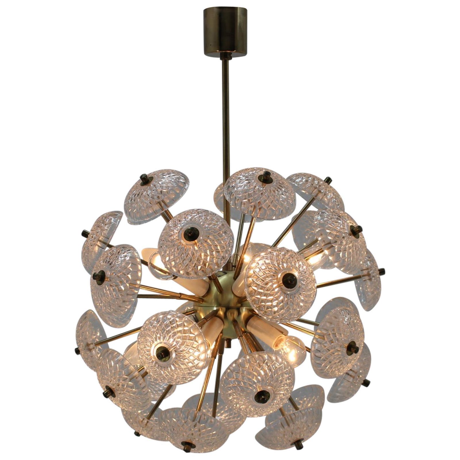 Unique Set Of Four Design Space Age Dandelion / Sputnik Chandeliers, 1970s