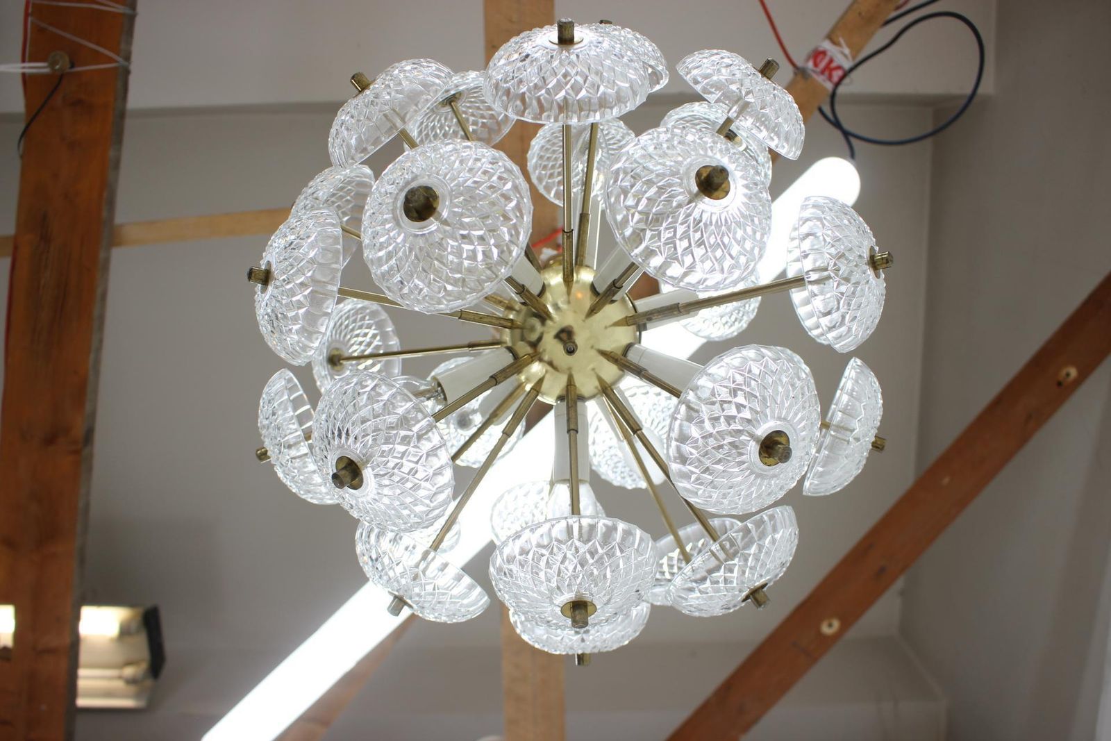 Unique Set Of Four Design Space Age Dandelion / Sputnik Chandeliers, 1970s photo 9045.0