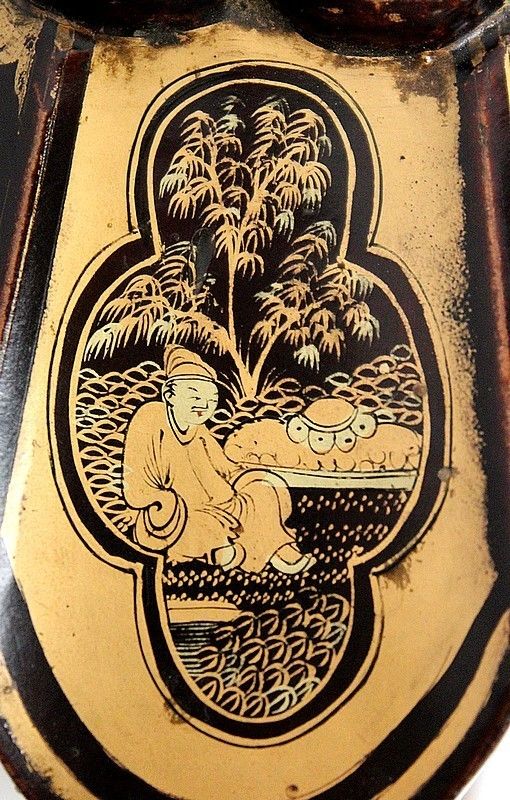 photo furniture Important Asian Black Lacquered Wood Box, Napoleon III Period Mid 19th Century