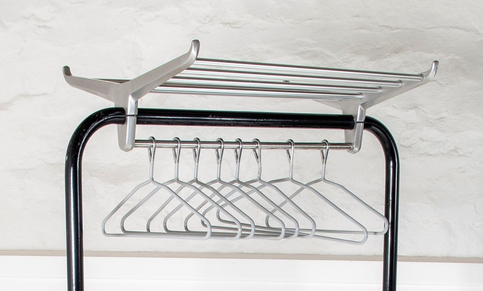 An Original Mid Century Hat And Coat Luggage Rack Hall Stand Clothes Rail By R W Bamforth & Co photo vinterior