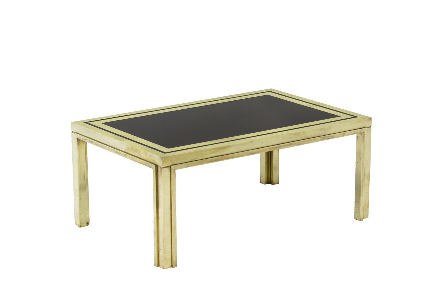 Maison Iiwans, Pair Of End Tables In Gilded Brass, 1970s photo furniture