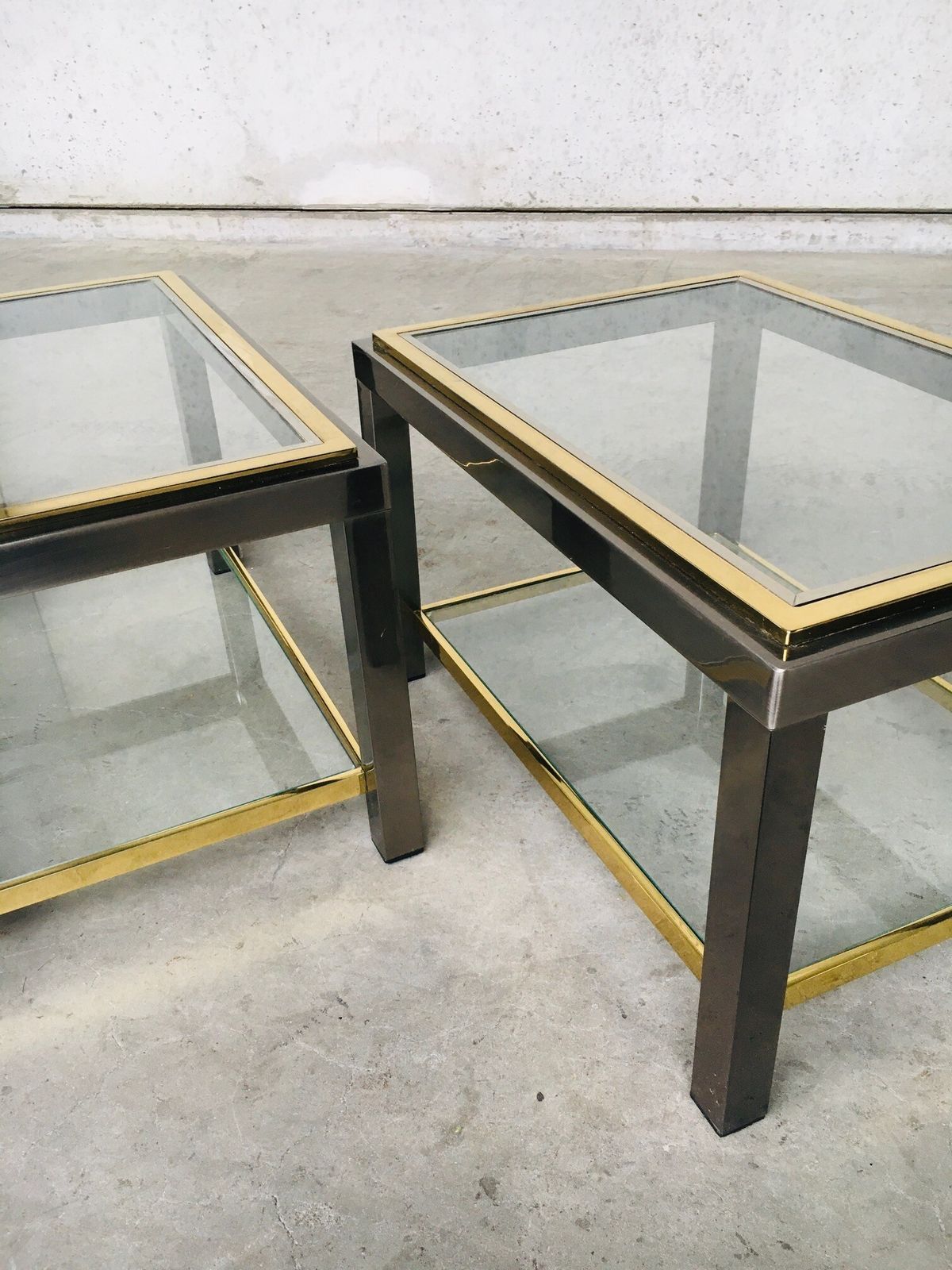 Willy Rizzo Stijl Design Bijzettafelset, Jaren 1970 – Tweelaags, Set Van 2 photo 1302.0
