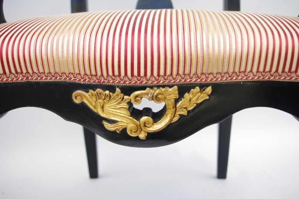 Pair Of Black And Gold Lacquered Wood Armchairs, 1970s photo vinterior