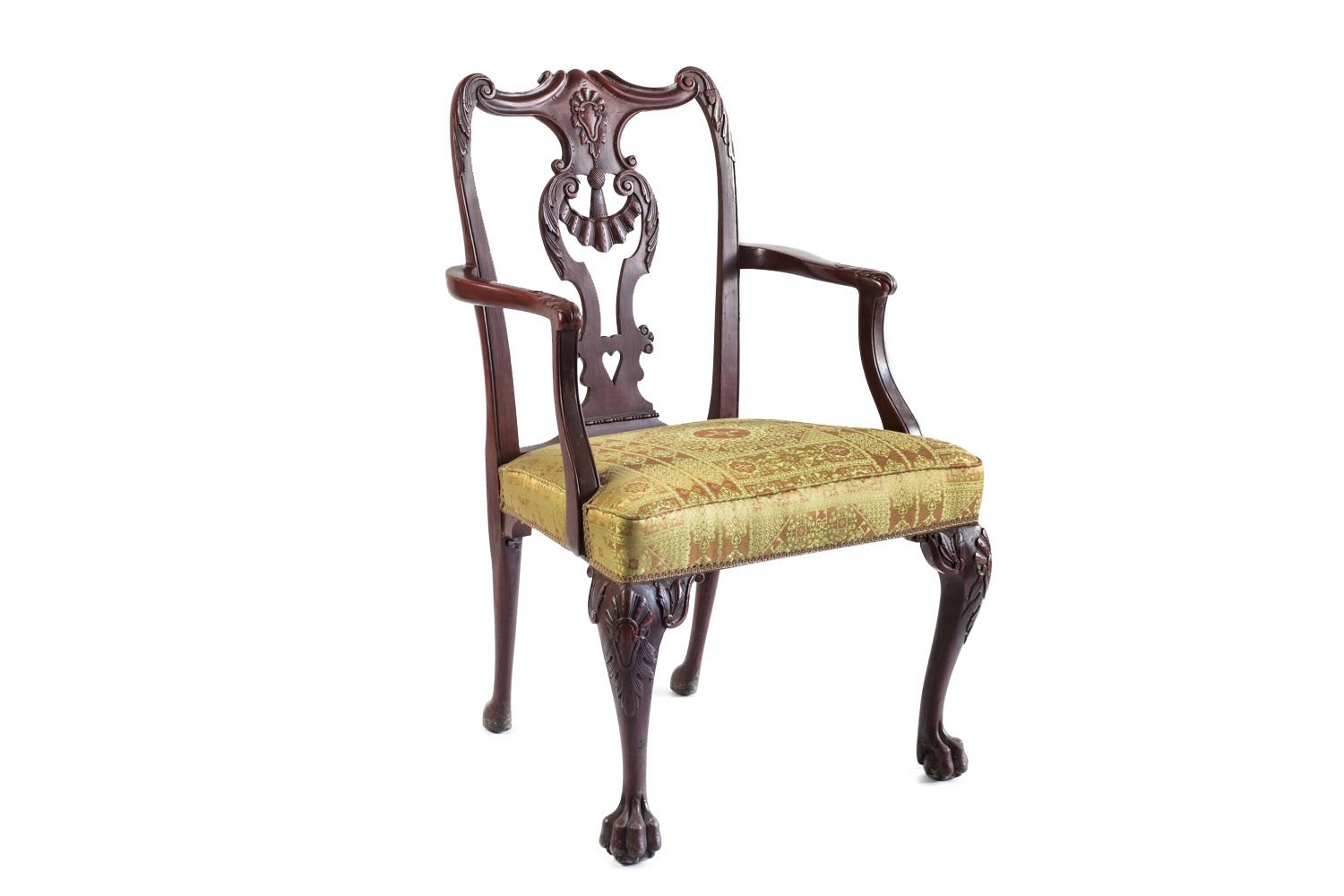 Pair Of Chippendale Style Armchairs In Red Lacquered Wood, Circa 1880 photo for sale