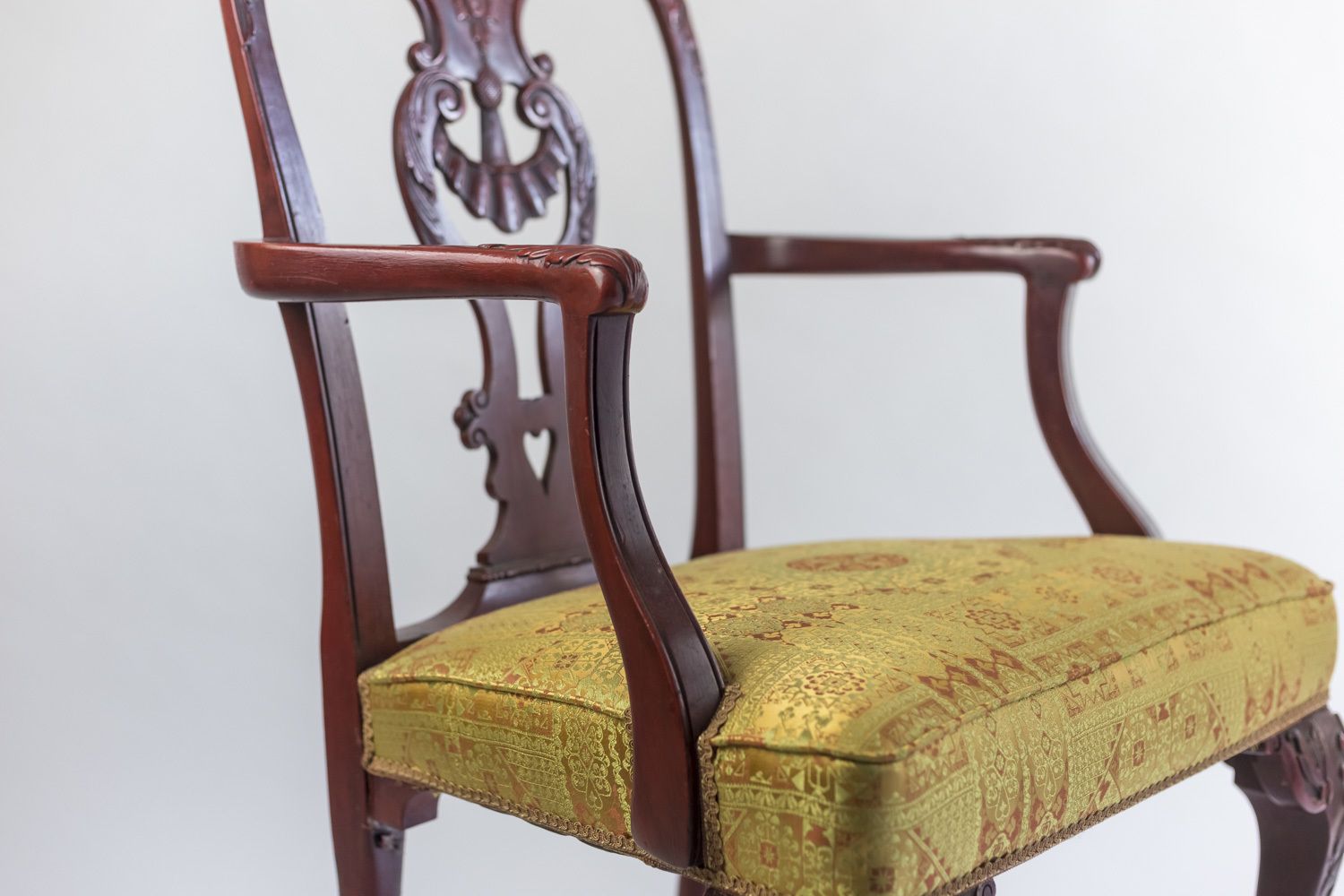photo for sale Pair Of Chippendale Style Armchairs In Red Lacquered Wood, Circa 1880