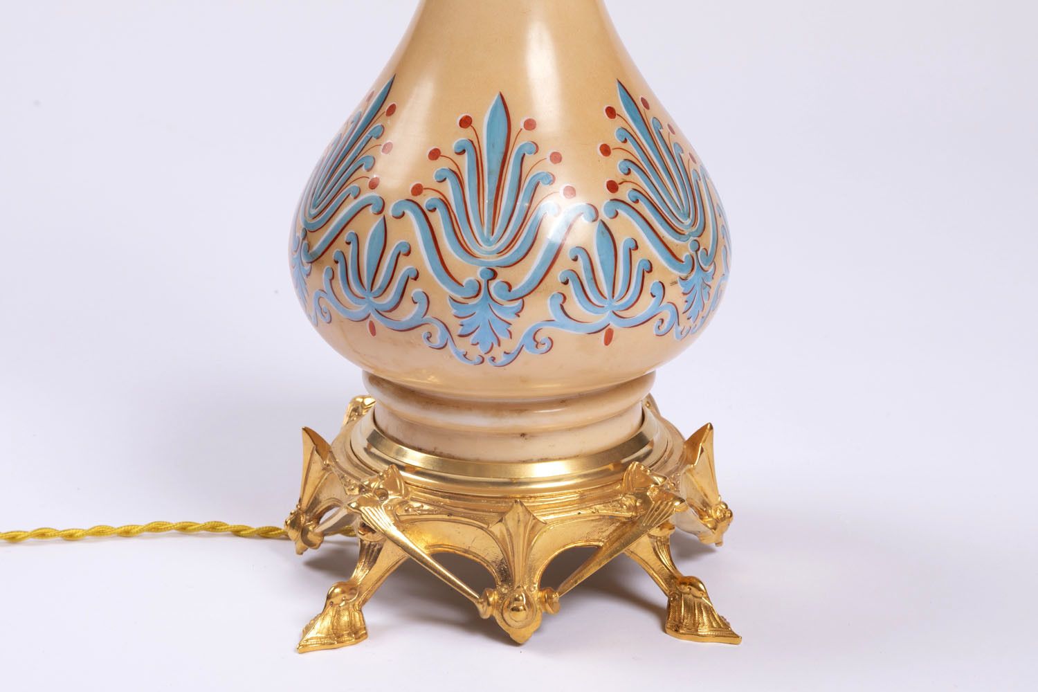 Pair Of Opaline Lamps With Gilt Bronze Neo Gothic Style Circa 1890 photo 1961.0
