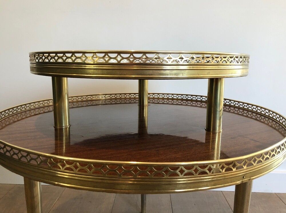 Neoclassical Style Mahogany, Brass And Gilt Metal Base Tripod Gueridon. French. Circa 1940 photo 950.0