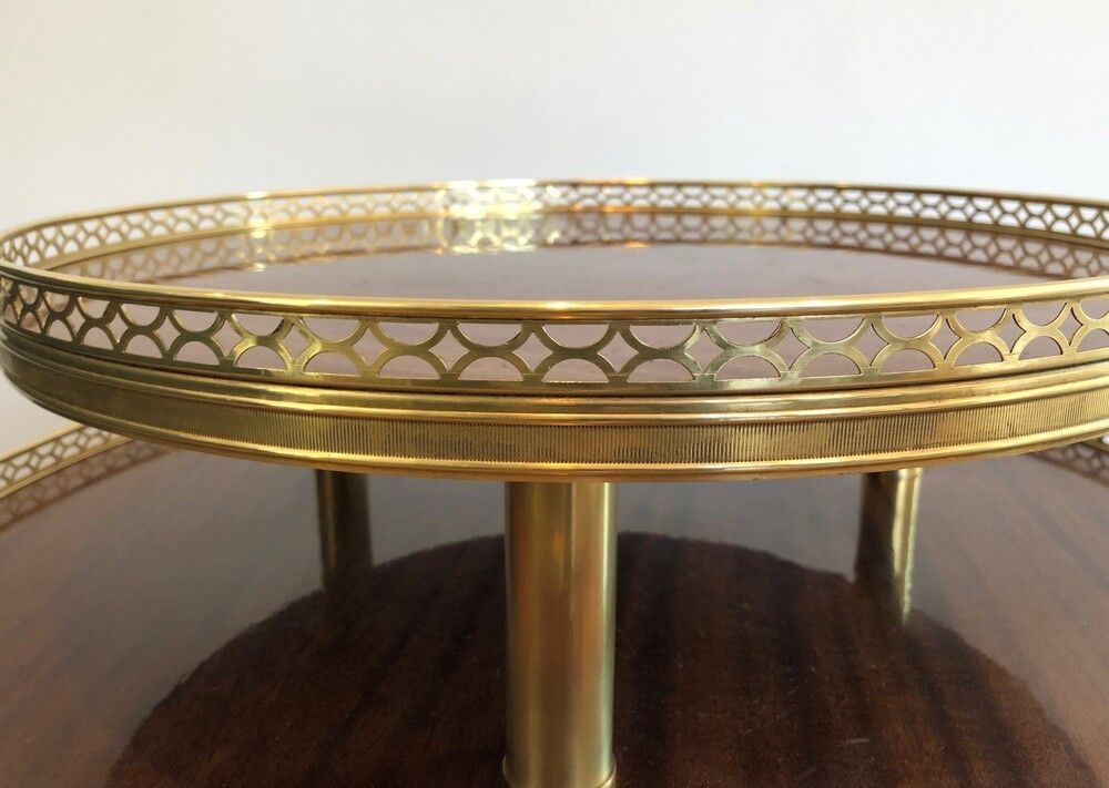 Neoclassical Style Mahogany, Brass And Gilt Metal Base Tripod Gueridon. French. Circa 1940 photo vinterior