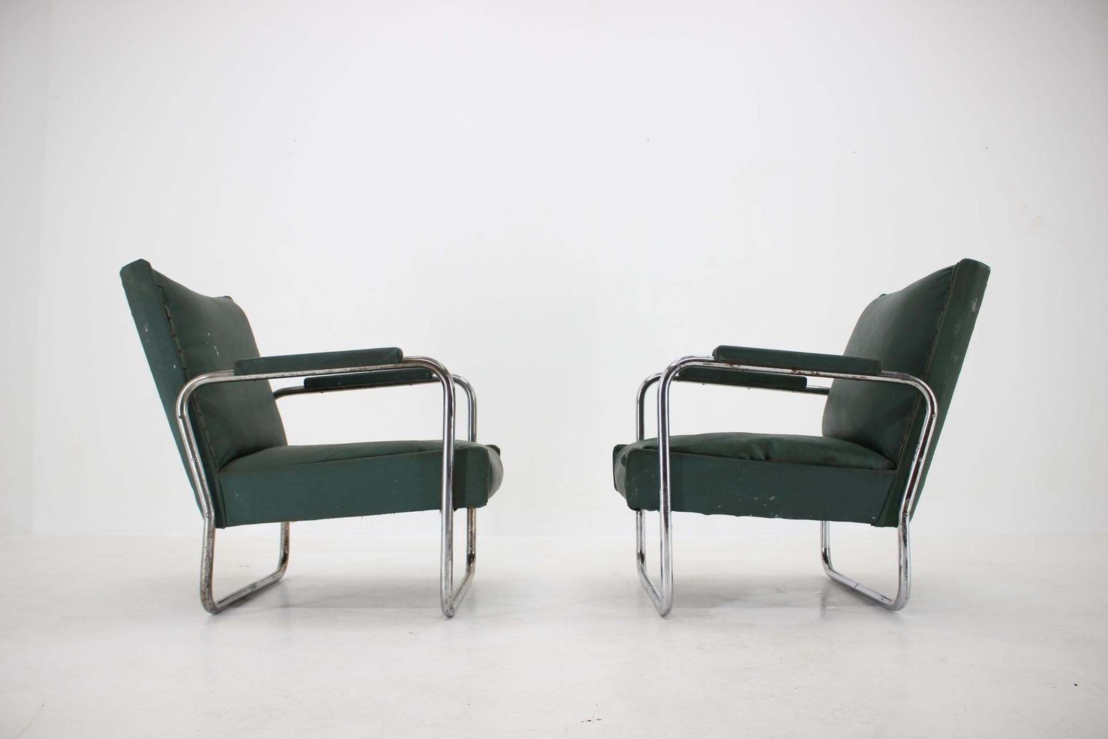 Early Pair Of Bauhaus Chrome Armchairs Kf 406 By Walter Knoll For Thonet 1930s photo for sale