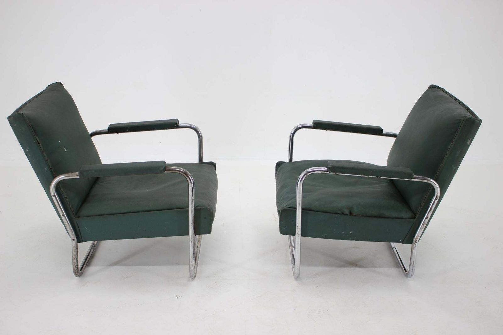 photo for sale Early Pair Of Bauhaus Chrome Armchairs Kf 406 By Walter Knoll For Thonet 1930s