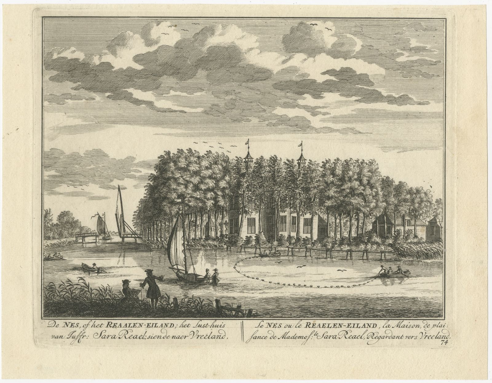 Antique Print Of The Nes Or Realeneiland By Stoopendaal (1719)