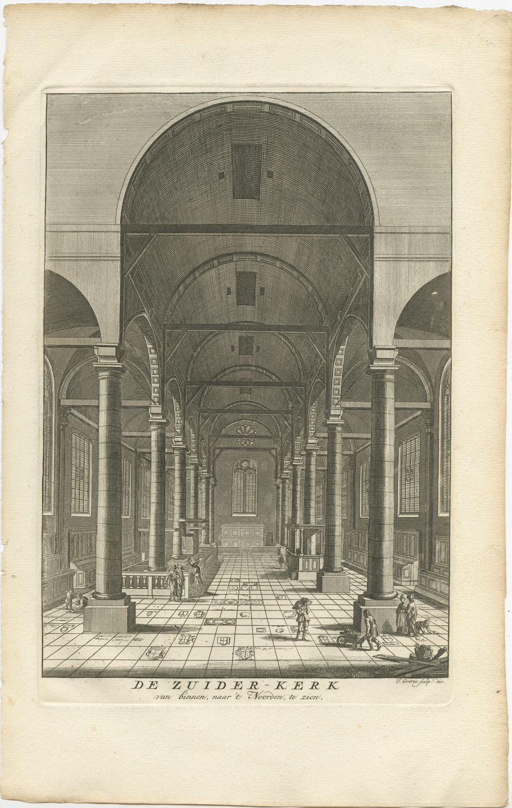 Antique Print Of The 'Zuiderkerk' By Goeree (1765)