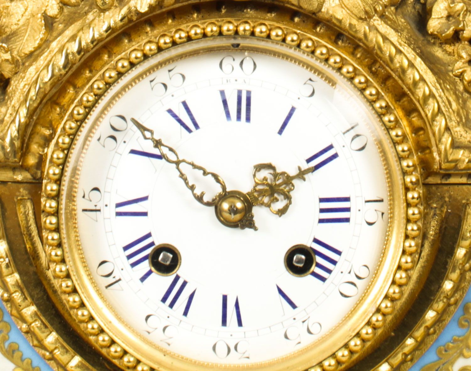 Antique French Gilt Bronze Clock With Portrait Plaque Of Molière C.1860 photo vintage