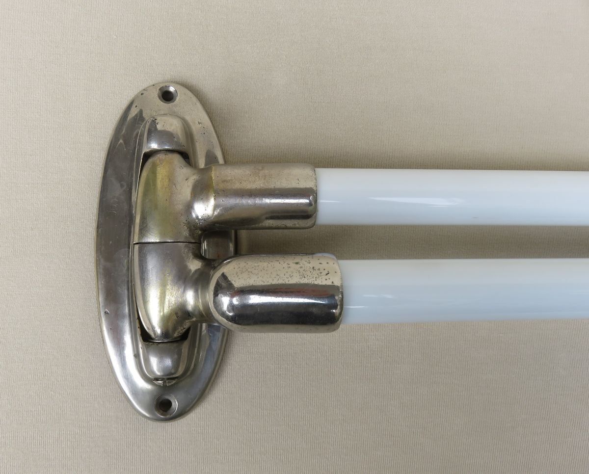Nickel Plated And White Glass Towel Racks, France, 1920s photo buy