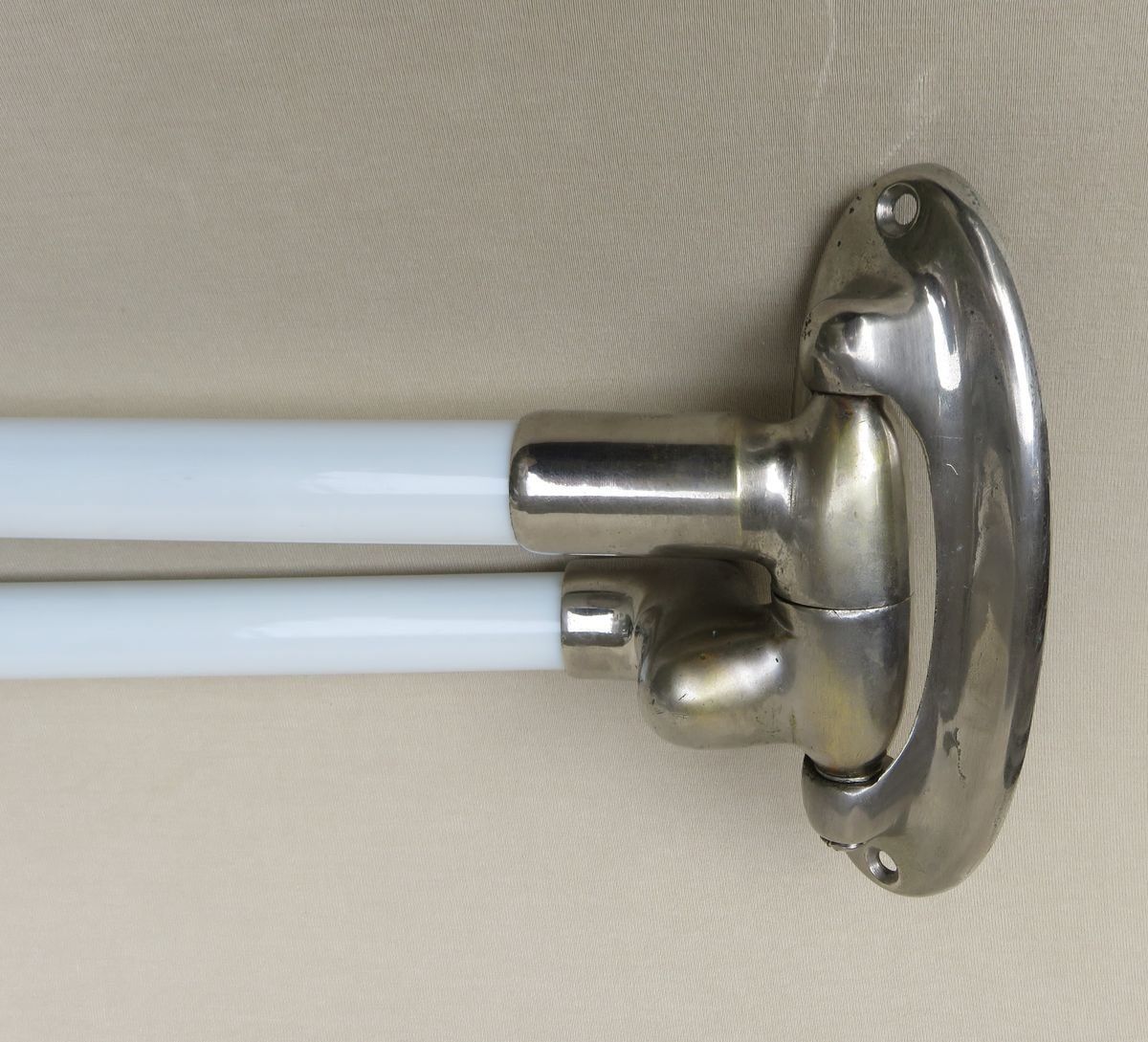 Nickel Plated And White Glass Towel Racks, France, 1920s photo vintage