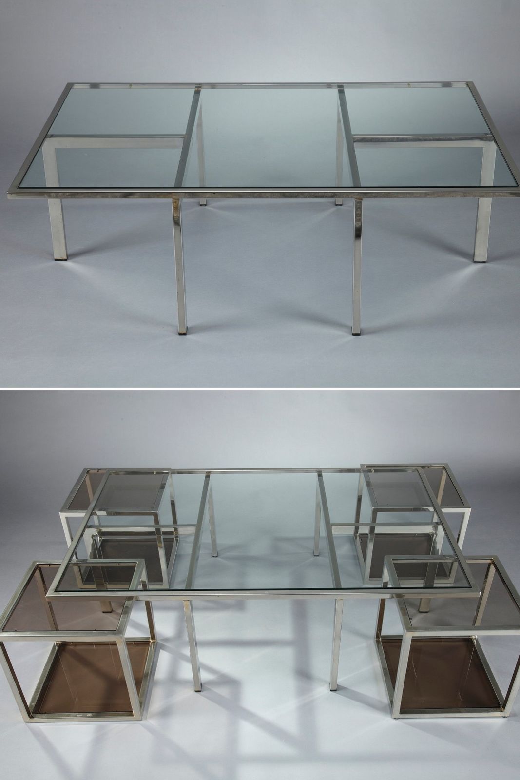 Table basse et 4 tables d'appoint amovibles