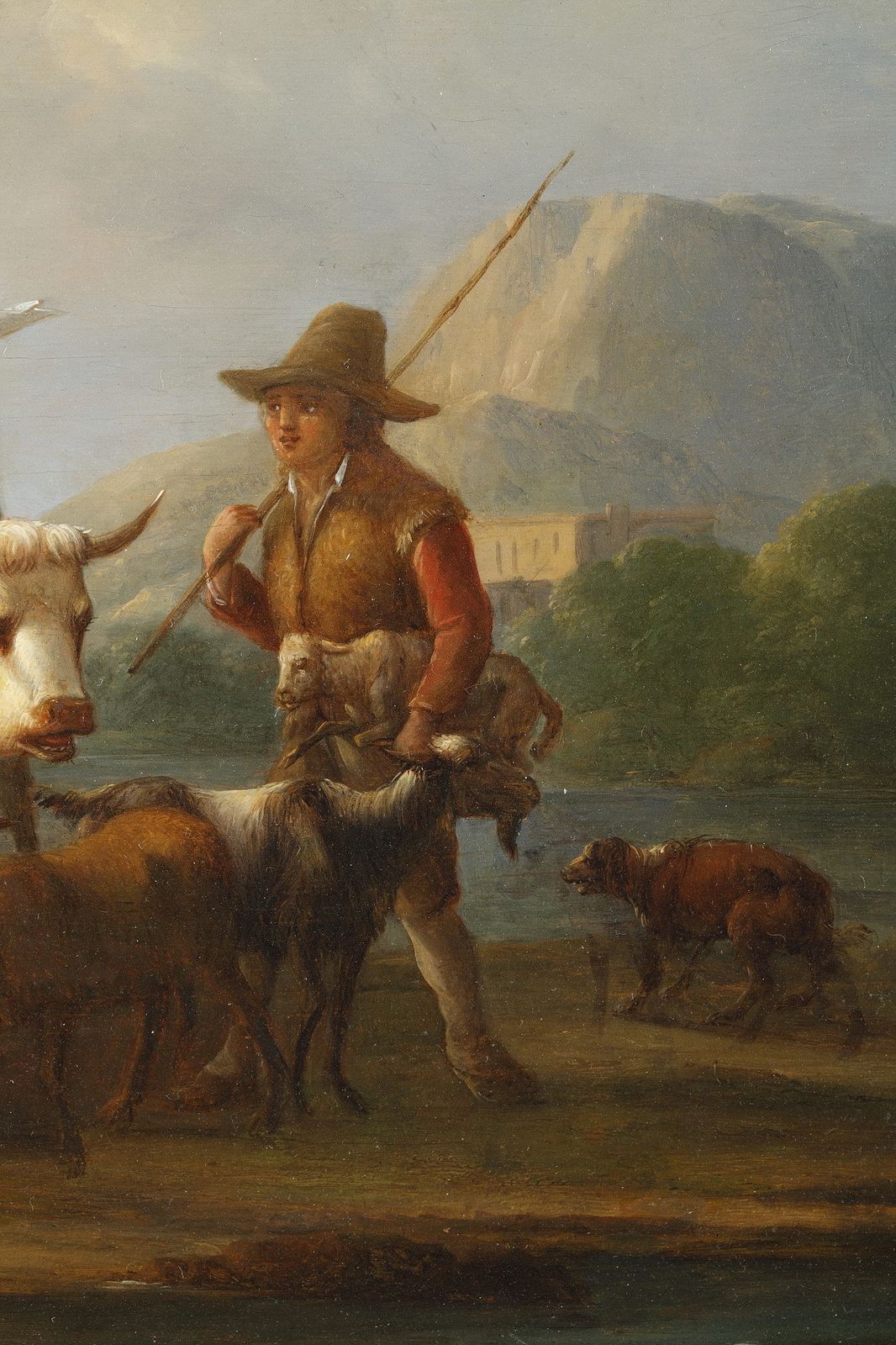 « Landscapes With Cows », paire de peintures à l'huile sur panneau, signées Dieboldt photo vinterior