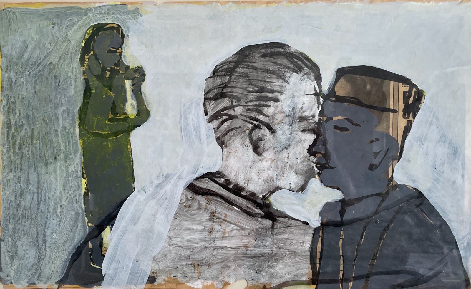 "Strange Encounter" 1984 Mixed Media On Paper By Angus Hood 1962 photo furniture