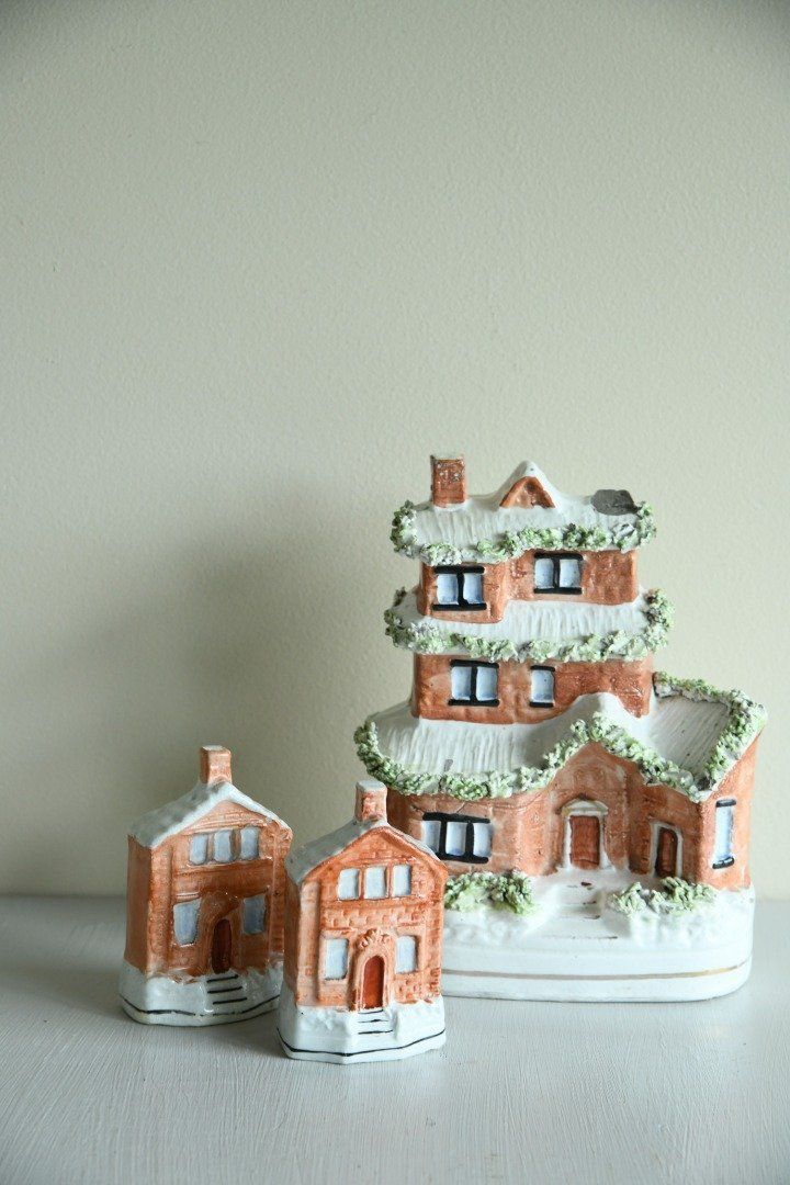 Staffordshire House Money Boxes photo vintage