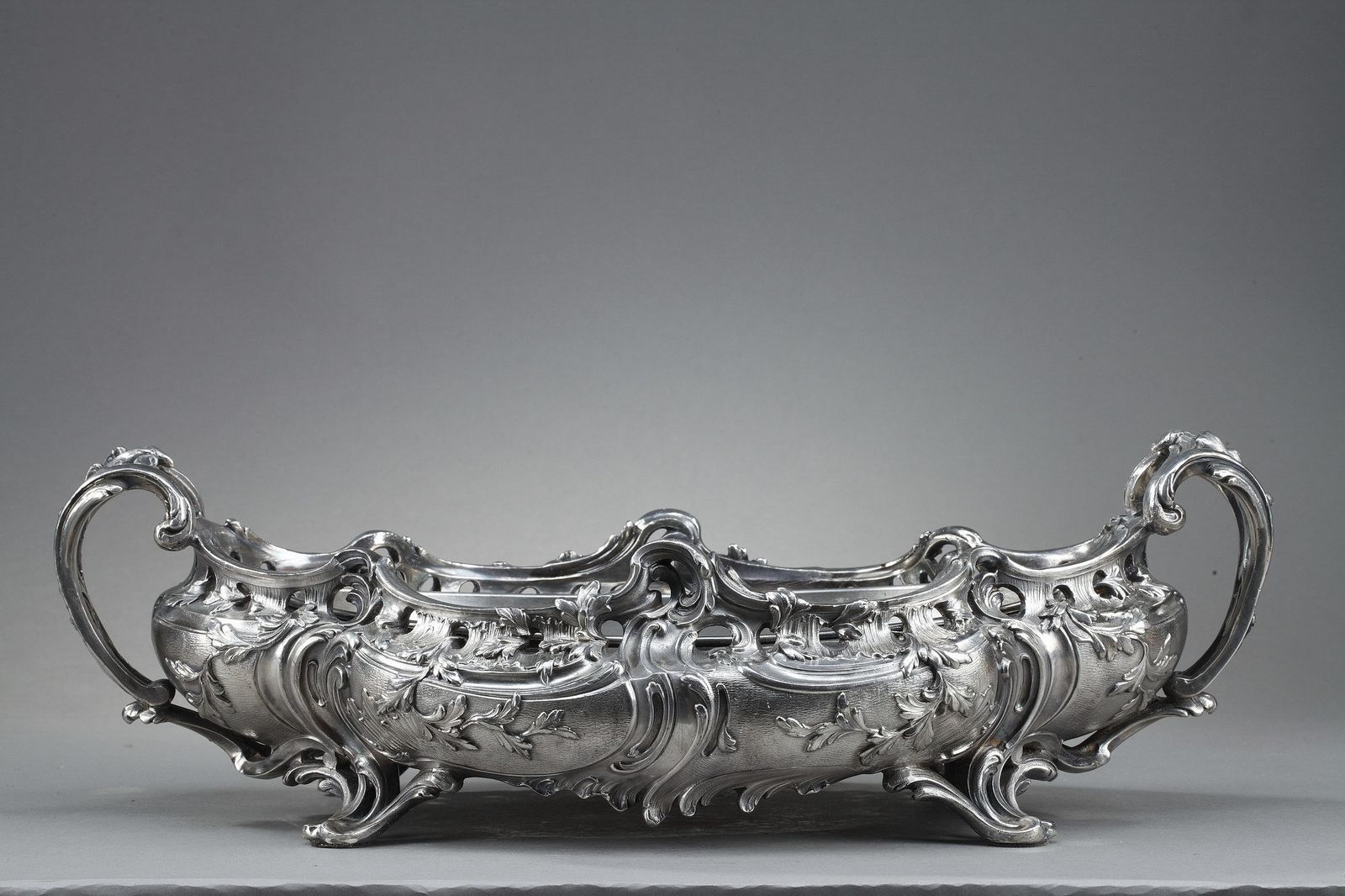 Jardinière en bronze argenté de style Louis XV, XIXe siècle photo 1514.0