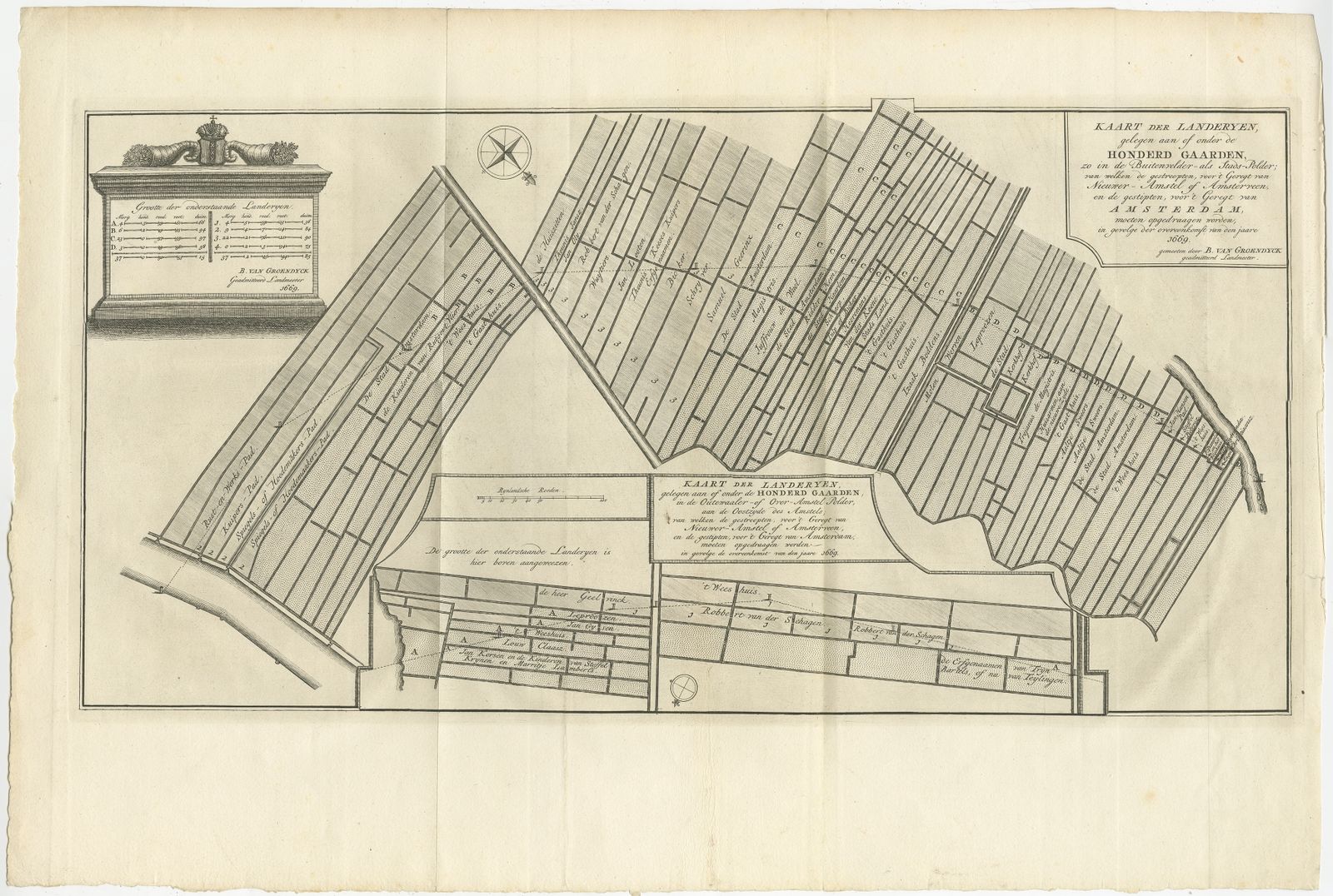 Antique Map Of Estates In Amsterdam (C.1767)