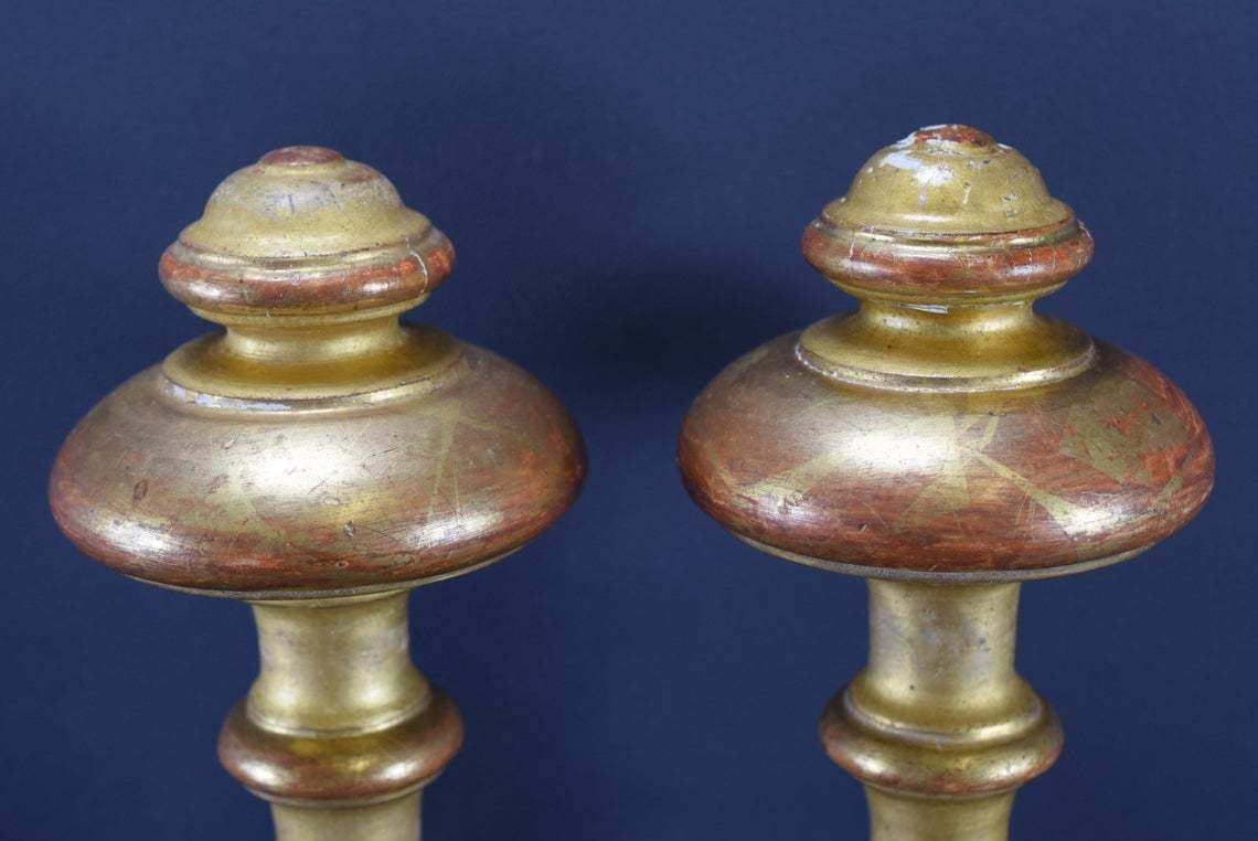 Xxl Pair Of French Gilt Wood Curtain Rod Holder Brackets Drapery Rod Holdbacks photo for sale