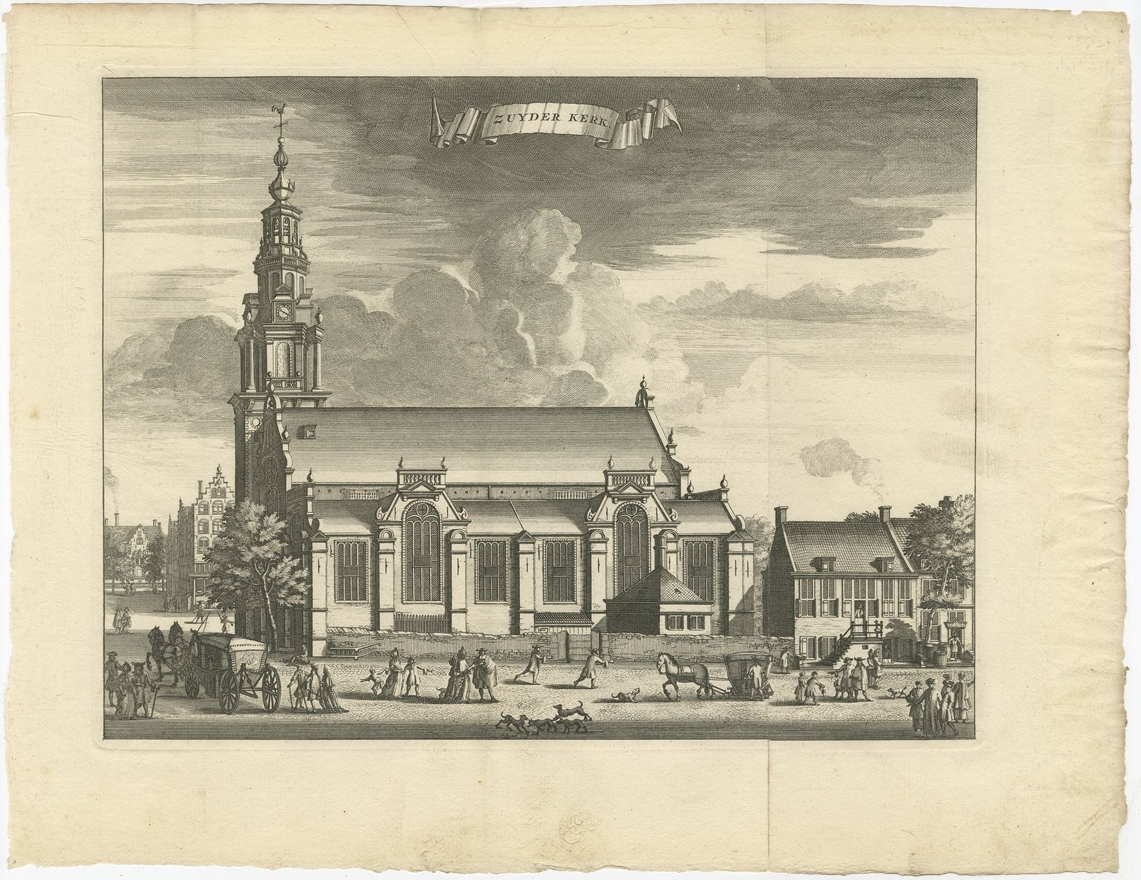 Antique Print Of The 'Zuiderkerk' By Tirion (C.1765)