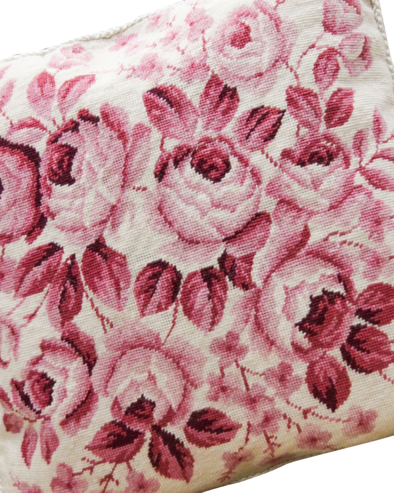 Pair Of Floral Needlepoint Cushion Covers Handmade Wool Scatter Pillows Case photo buy