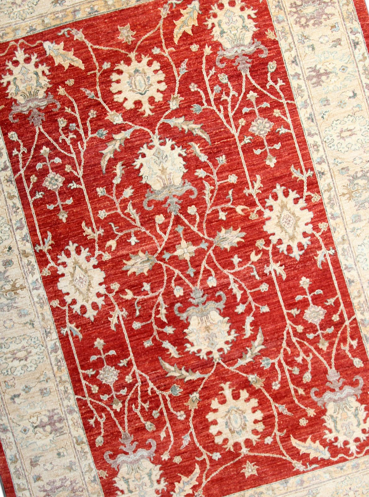 Oriental Floral Ziegler Sultanabad Rug, Handwoven Red Cream Wool Carpet 178 X 234 Cm photo buy