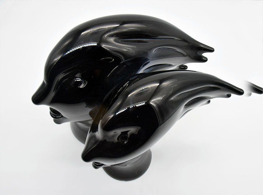 photo furniture Murano Heads Sculpture In Black Glass By Sergio Rossi, 1970s