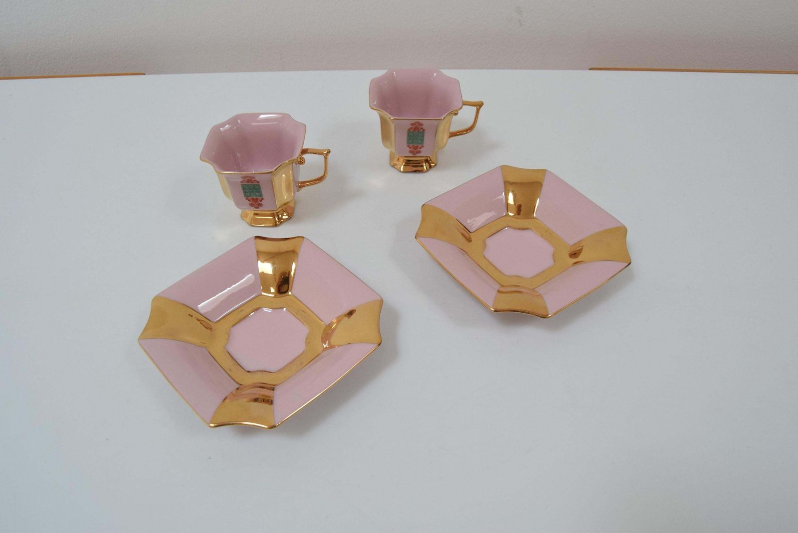 Mid Century Pair Of Mugs With Saucers By Haas & Czjzek Circa 1960s photo vinterior