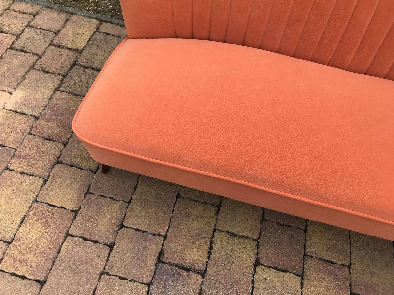 Mid Century Orange Sofa 1950, 1950s photo vinterior