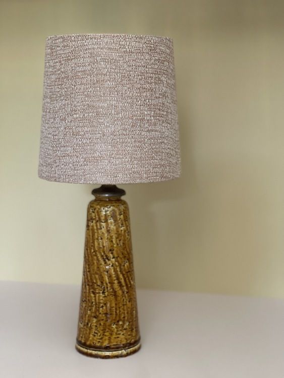 Gunnar Nylund Chamotte Lamp In Mustard By Rörstrand. 1940s.