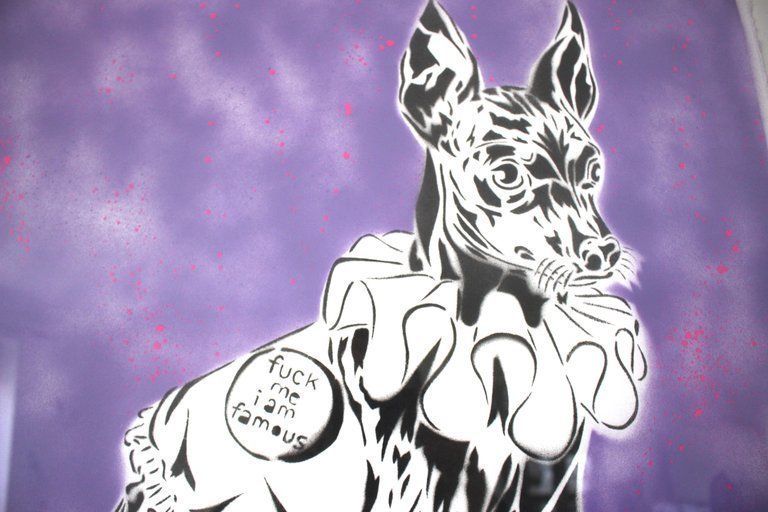 Rugman "Fuck Me I Am Famous" Hand Sprayed Stencil 2/10 By Rugman 2008 photo for sale