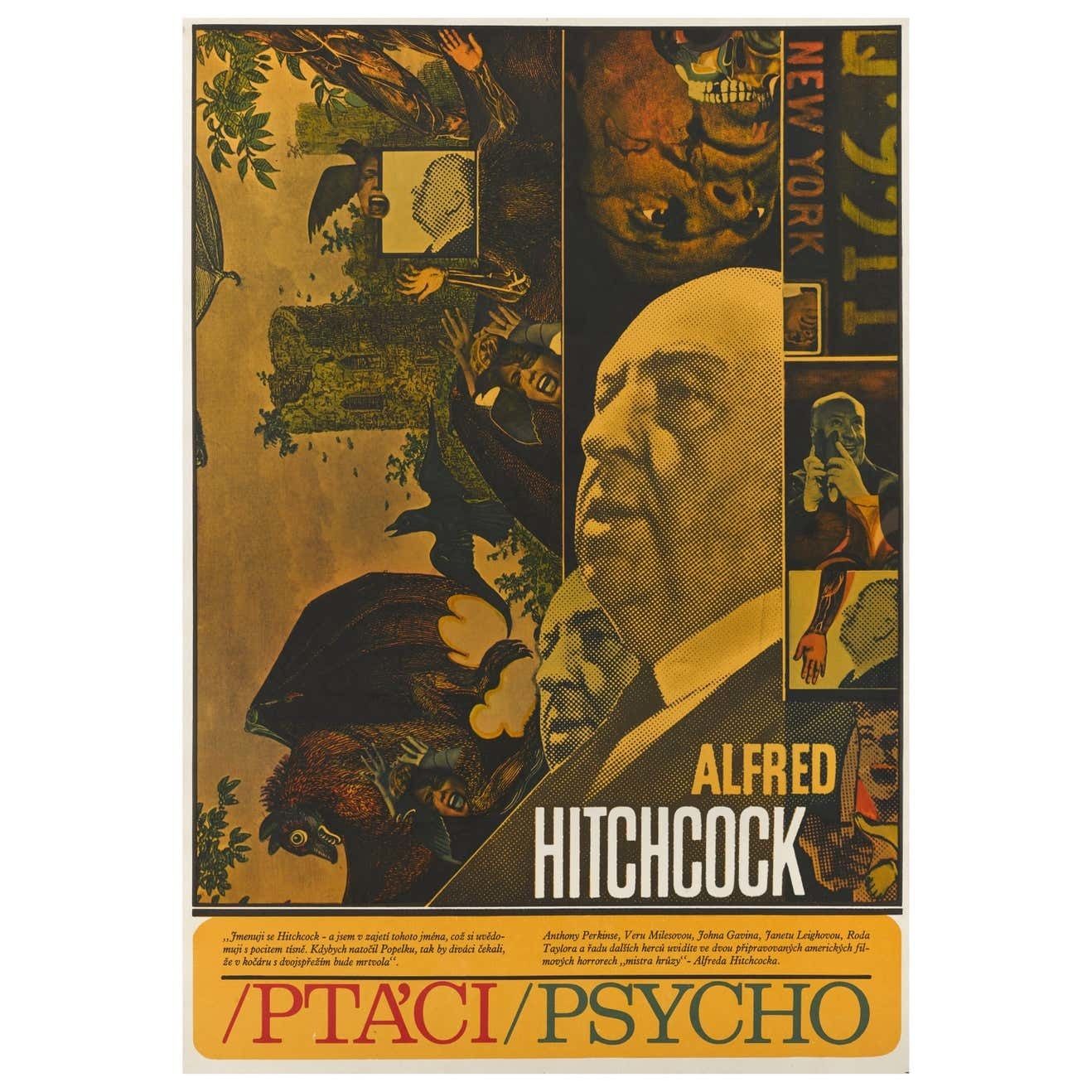 Original Czechoslovakian Film Poster For The Double Bill Release Of The Birds And Psycho