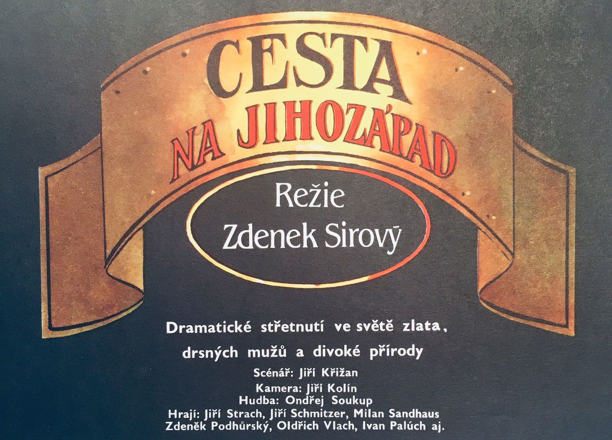 Filmaffiche voor western, Journey To The South West, Zdeněk Vlach, 1989, vintage Tsjechische druk photo for sale