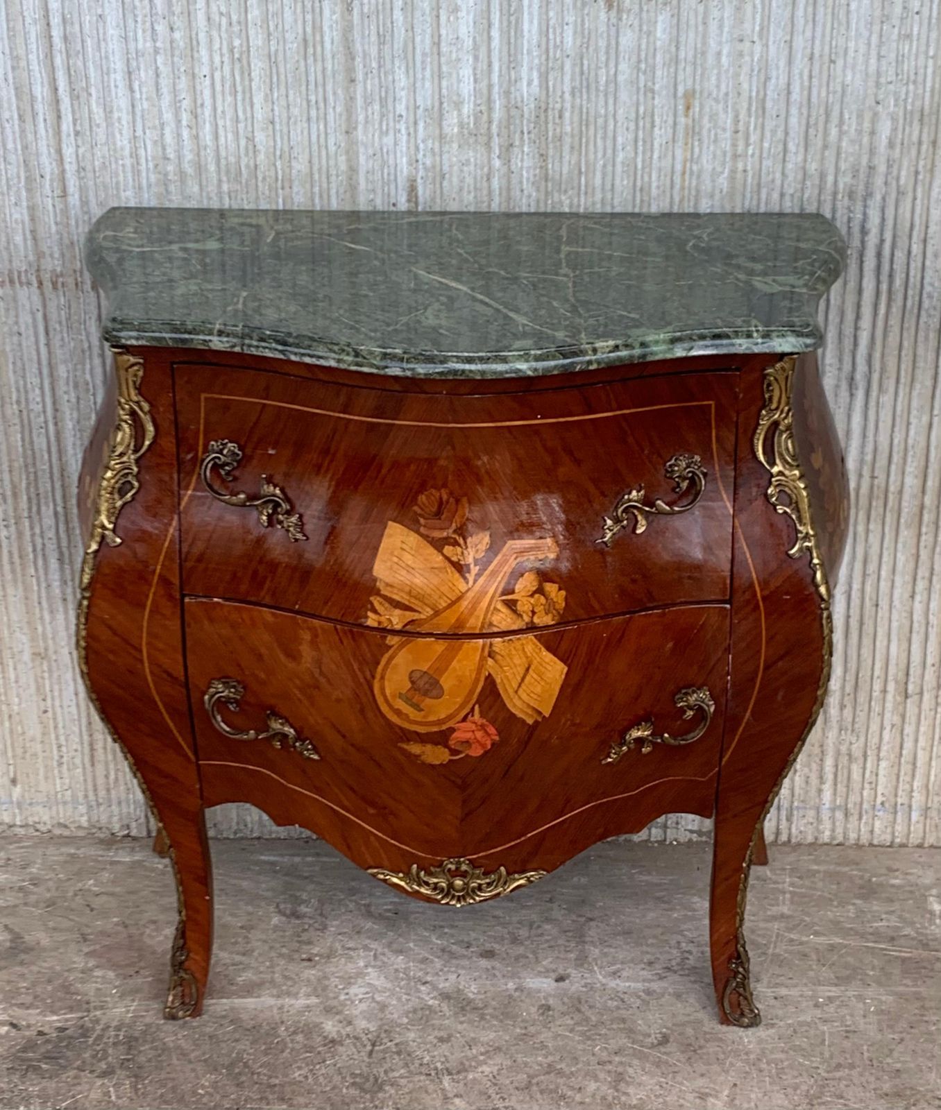 French Louis XV Style Fine Kingwood And Marquetry Ormolu Mounted Bombe Commode photo furniture