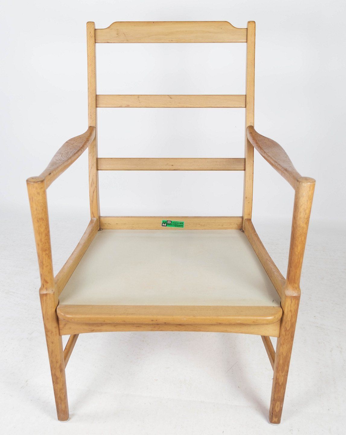 Armchair In Oak With Cushions Upholstered In Red Striped Fabric, Swedish By Bjärnums Möbelfabrik 1960s. photo buy
