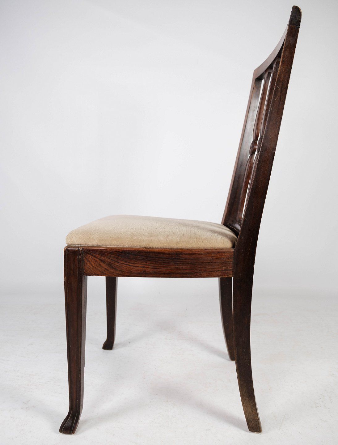 Set Of Four Dining Chairs Of Rosewood And Upholstered With Light Fabric From The 1920s. photo 775.0