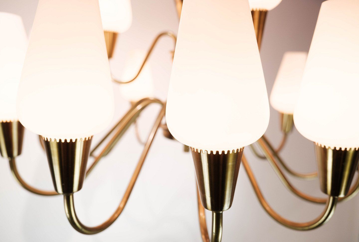 Lamp With Arms In Brass And Glass Of Danish Design From The 1950s. photo furniture