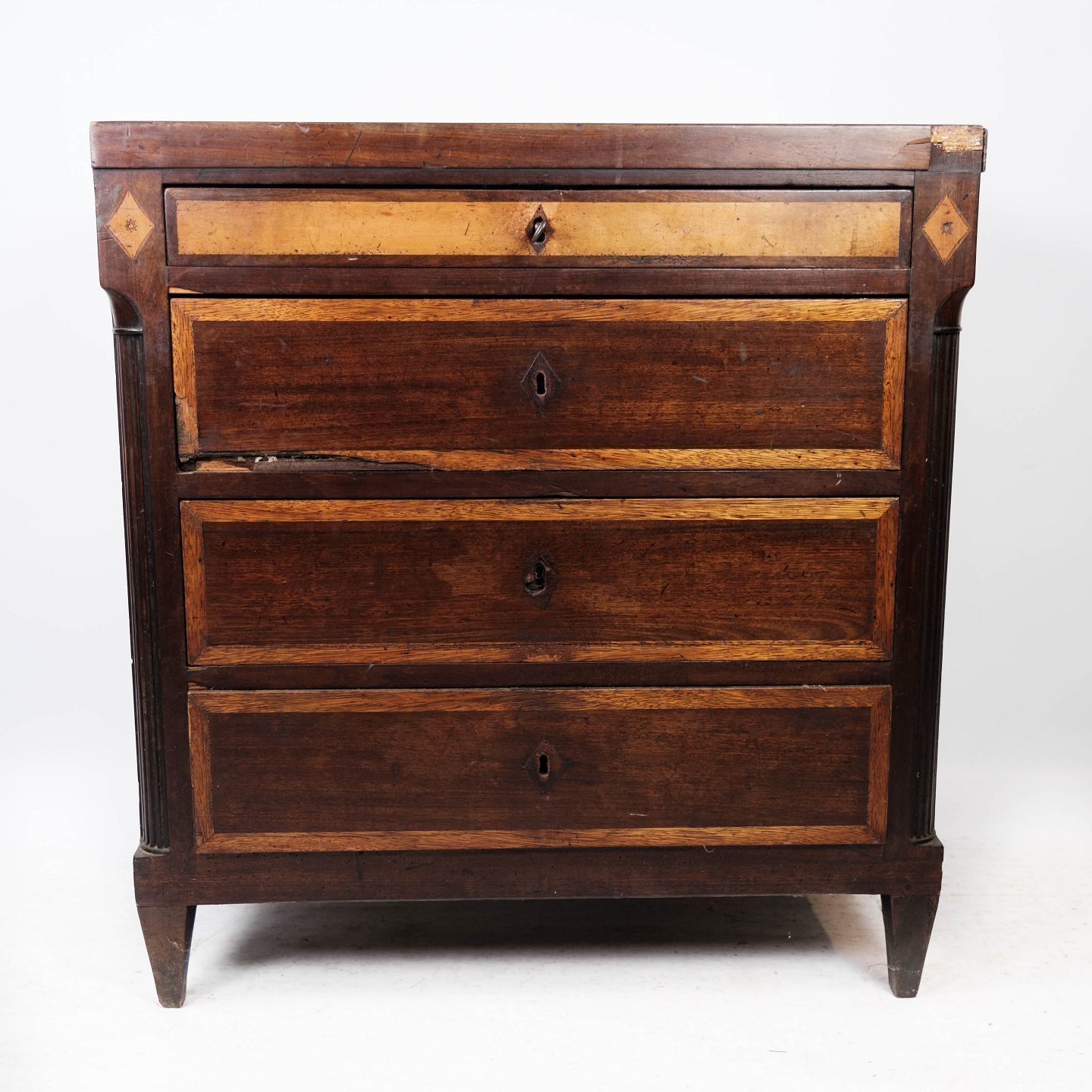 Louis Seize Mahogany Chest Of Drawers With Marquetry.