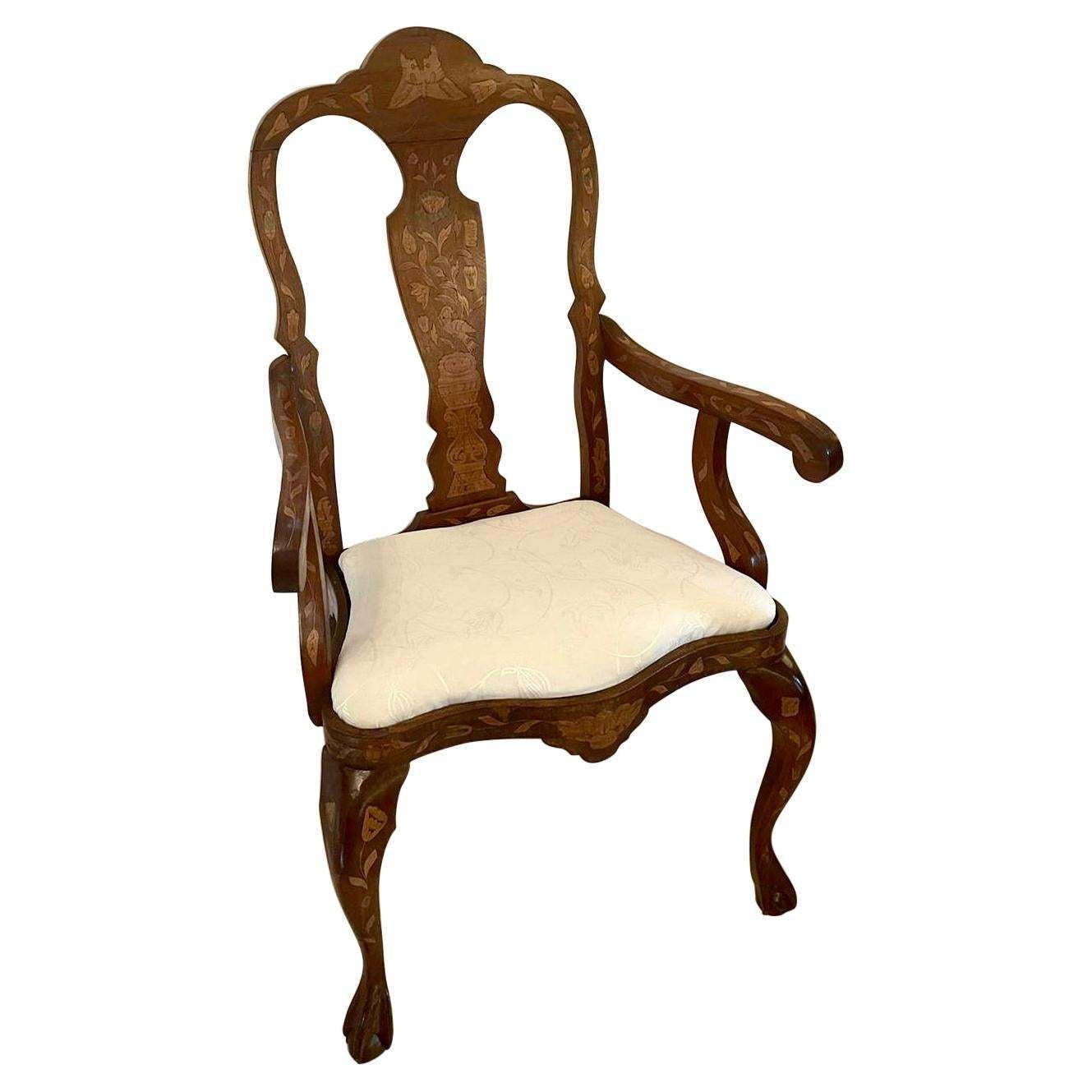 19th Century Antique Dutch Mahogany Marquetry Arm / Desk Chair photo furniture