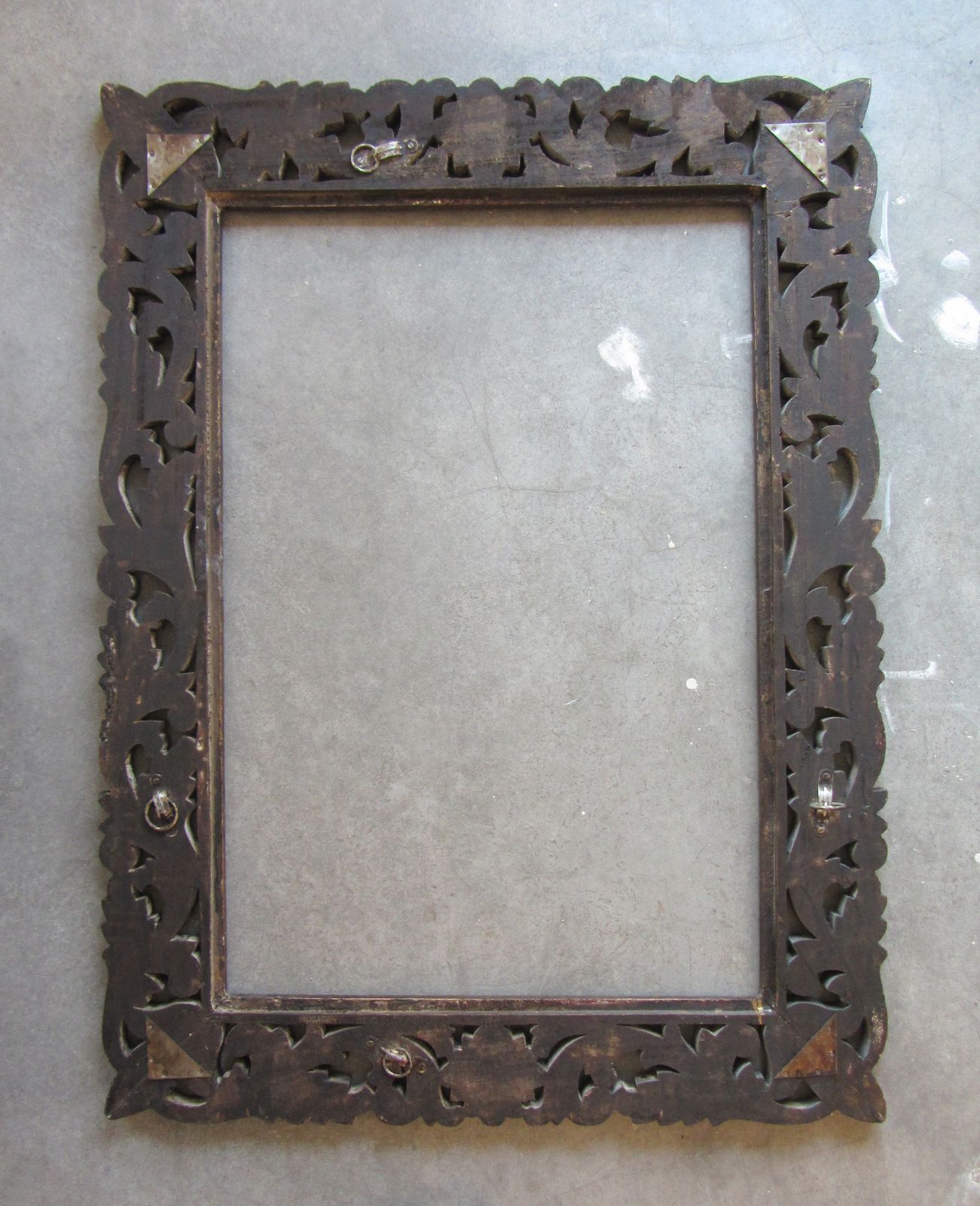 "Framed Confetti" Restyled Carved Wood Frame By Habitat Improver With White Paint And Black Paperboard Squared Confetti photo vinterior