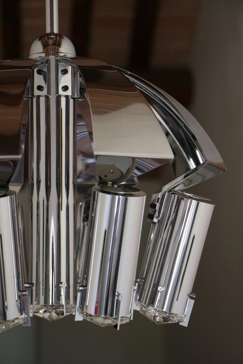 Chrome Pendant Lamp Attributed To Goffredo Reggiani, 1970s photo vintage