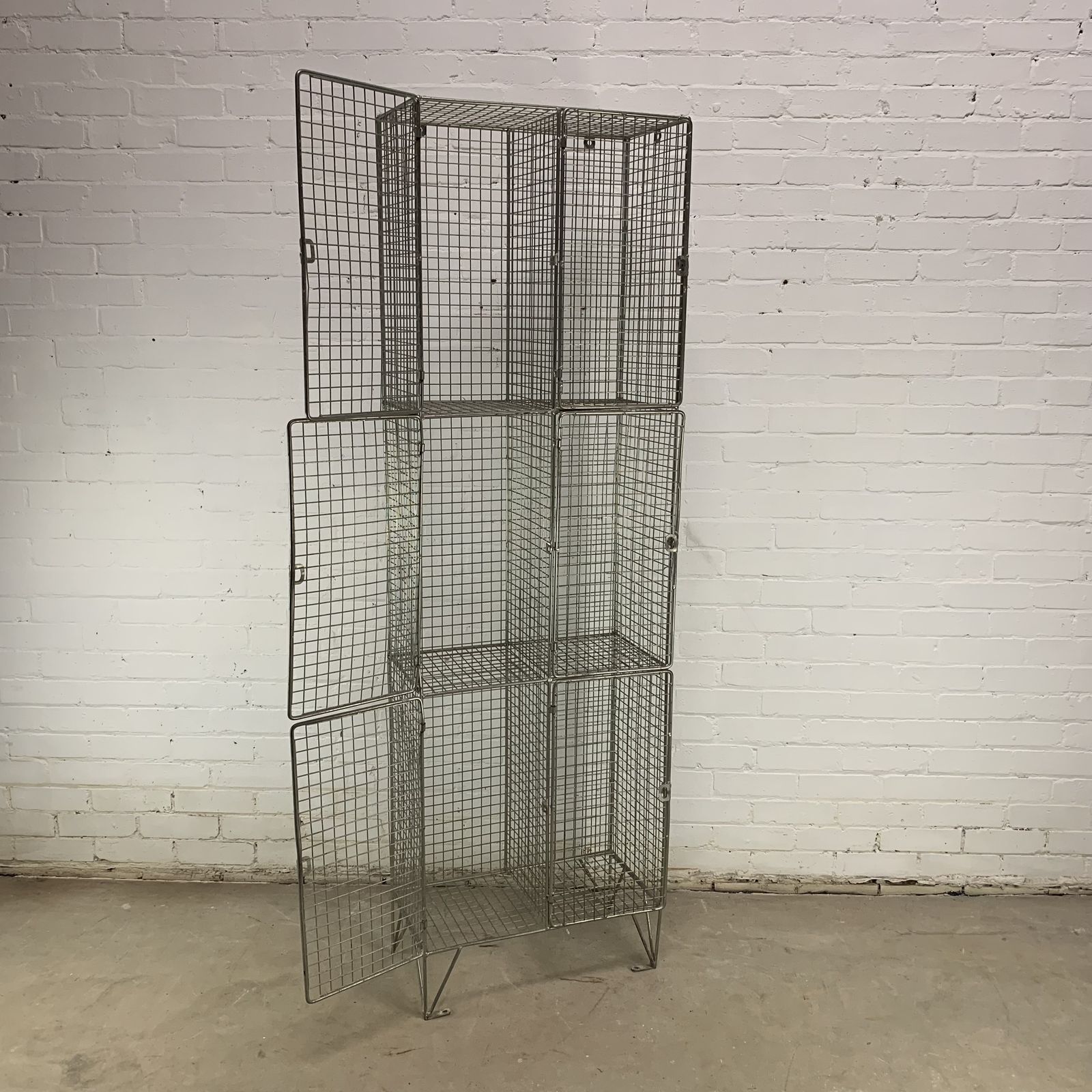 Large Vintage Wire Frame 6 Door Locker Unit photo furniture