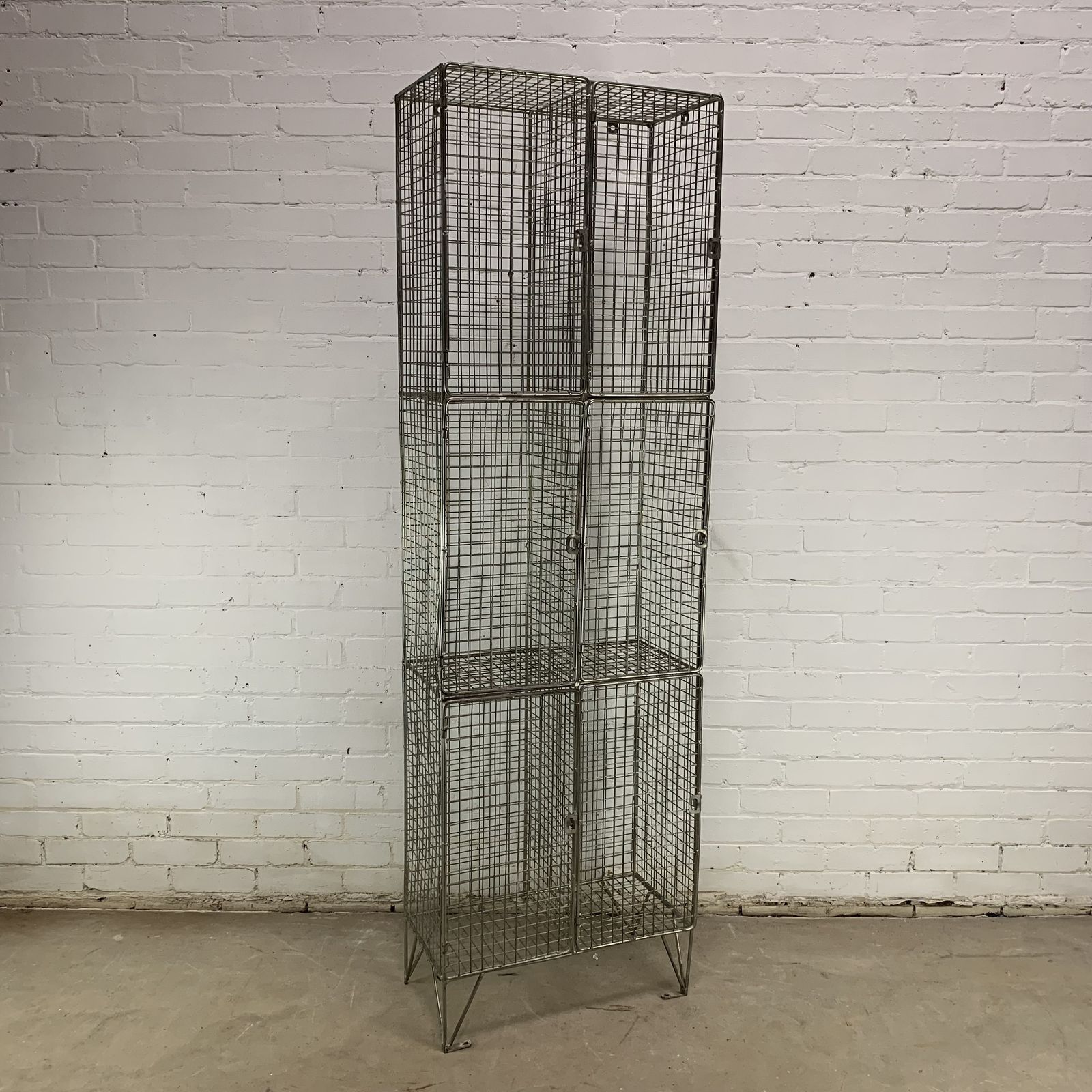 Large Vintage Wire Frame 6 Door Locker Unit photo vintage
